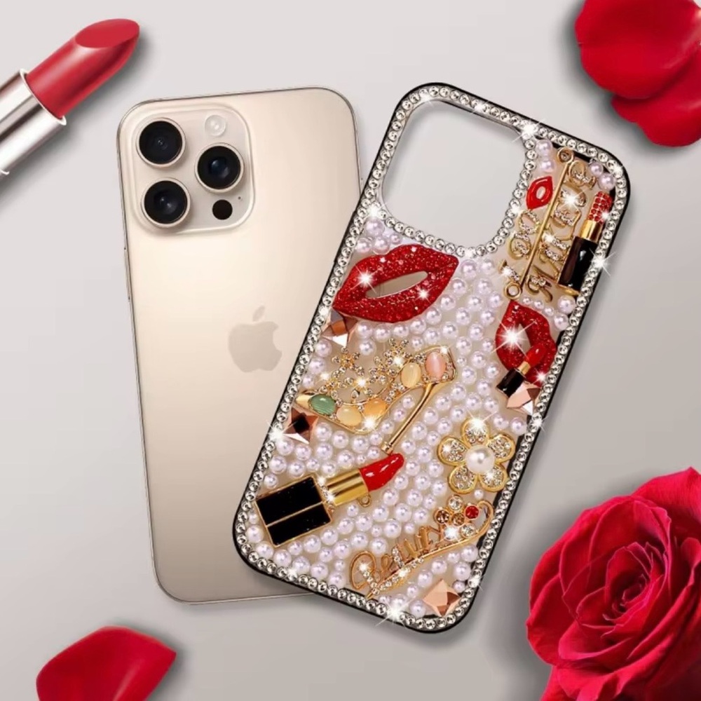 Pearl and Gold Embellished iPhone Case New